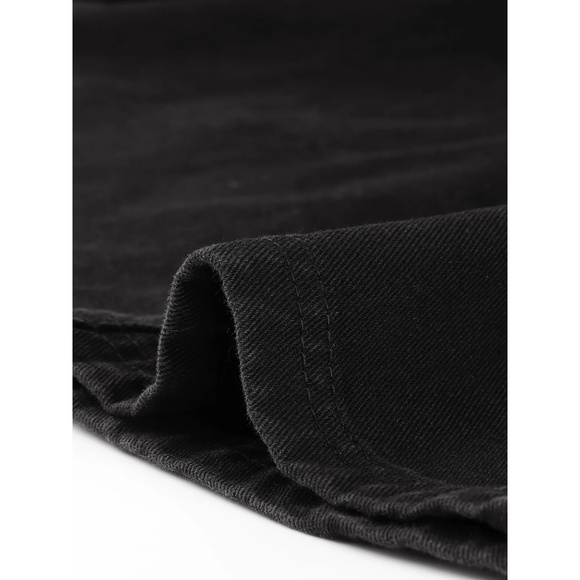 Agnes Orinda Plus Size BLACK Denim Jacket Button Up Long Sleeve Jean Jackets 1X - Picture 9 of 9